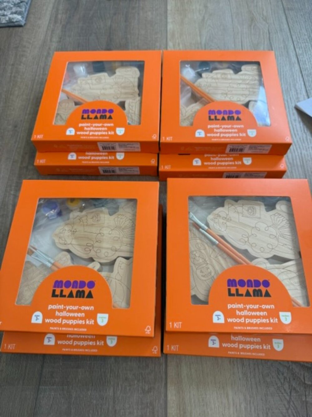 NEW 8 Kits Mondo Llama Paint-Your-Own Halloween Wood Puppies